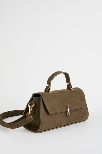 Vivaq Kadın Haki Frezya Süet Tasarım Çıt Çıt Kapama El Kol Ve Omuz Çantası