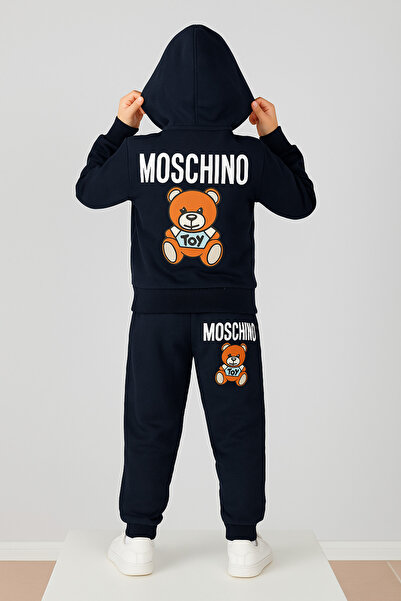 YusGos Girl's 100% Cotton Hooded Teddy Bear Printed High Quality Tracksuit Set (3-15 Years)