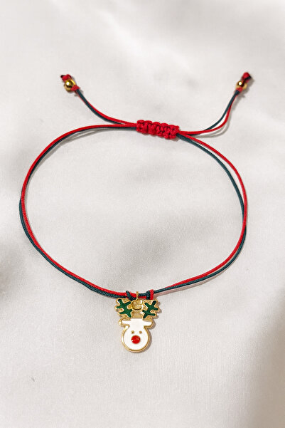 Femenino Yılbaşı Yeni Yıl Geyik Temalı Altın Kaplama Mineli Bileklik