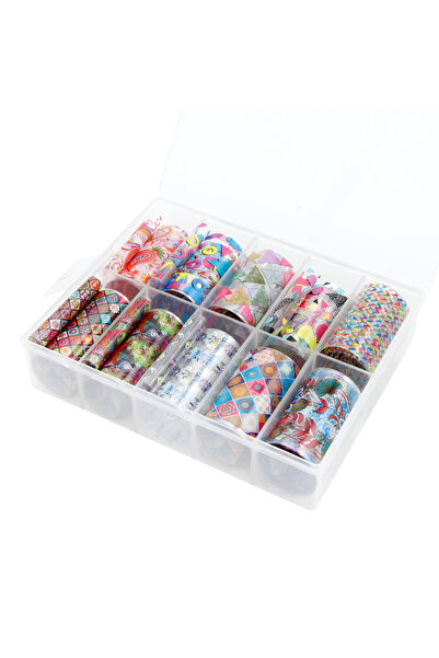 global fashion Nail transfer foil, set of 10 designs, multicolor