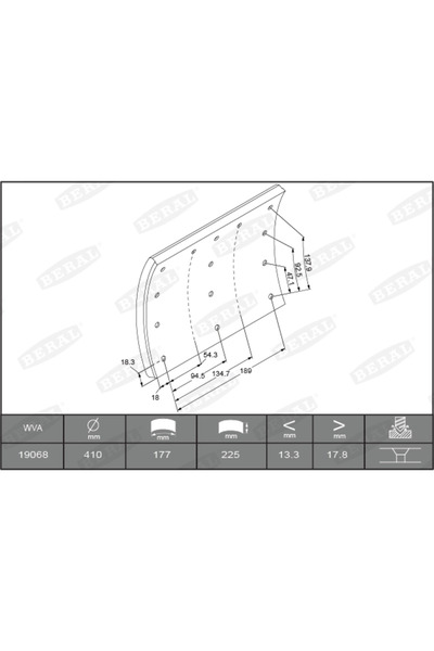 BERAL Комплект фрикционни накладки за барабанни спирачки Volvo F12/FH12/FM10