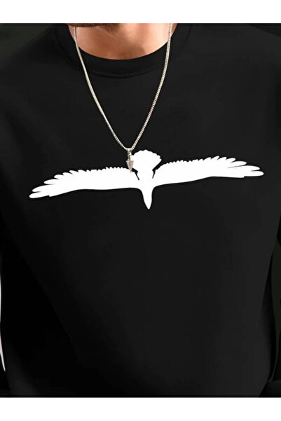 Pazarcan Ανδρική μπλούζα με μακρυμάνικο λαιμόκοψη με μοτίβο πουλιού με δύο κλωστές βισκόζης