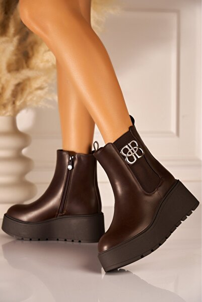 Joana Μπότες Yostina με επένδυση από γούνα σε καφέ χρώμα, μέγεθος 40