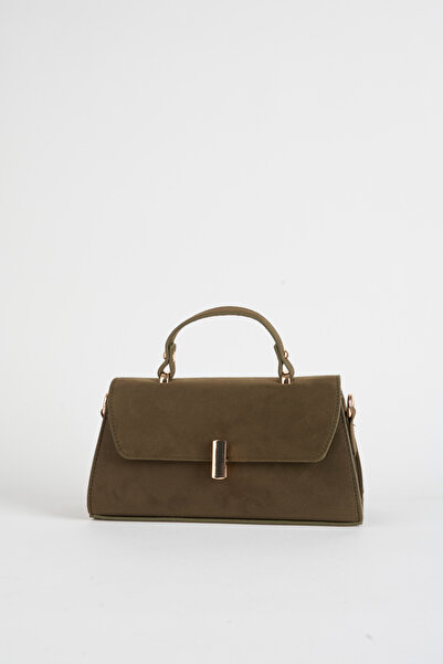 Vivaq Kadın Haki Frezya Süet Tasarım Çıt Çıt Kapama El Kol Ve Omuz Çantası