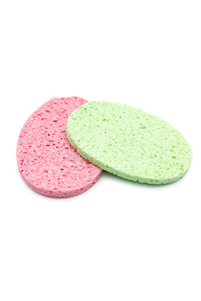 global fashion Set of 2, facial cleansing sponge, oval, pink/green
