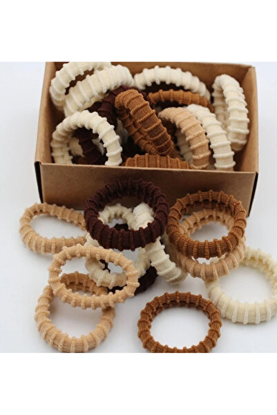 EKİDORA Women's Brown Ultra Flexible Serrated 20-Piece Towel Rubber Buckle Set