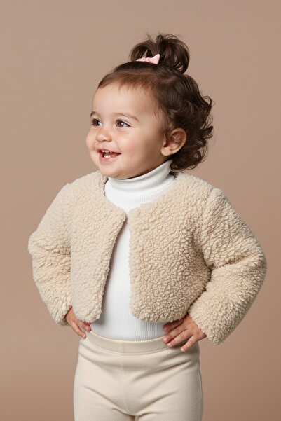 Minika Baby Girl Plush Bolero – Soft Textured, Stylish and Warm Mini Jacket