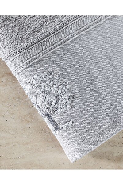 Madame Coco Orva Вишитий 100% бавовняний рушник для рук, 2 шт. - Сірий - 30x45 см