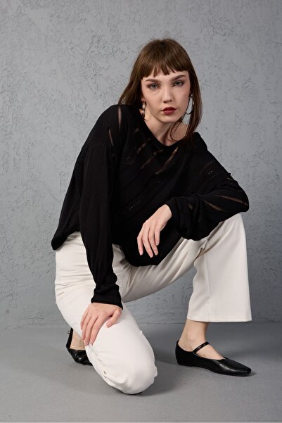 sumoda Women's Knitwear Sweater Mercerized Clothing Stone Detail Stylish New ...