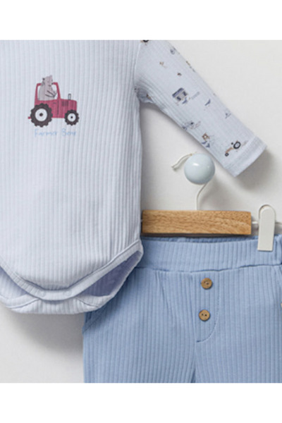 by bubbles Çiftçi Desen Erkek Bebek 3'lü Takım