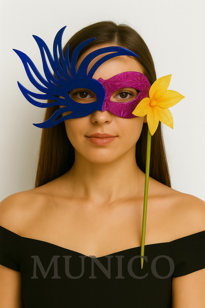 Munico 6 Adet Yılbaşı ve Okul Etkinlikleri İçin Maske Seti Renkli Balo Maskes...