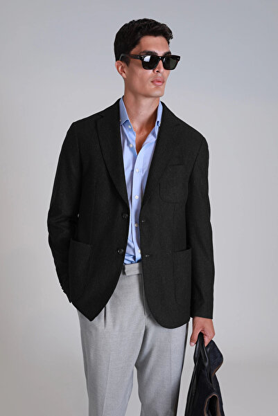 Lufian Jachetă Dor Spor pentru bărbați, slim fit, neagră