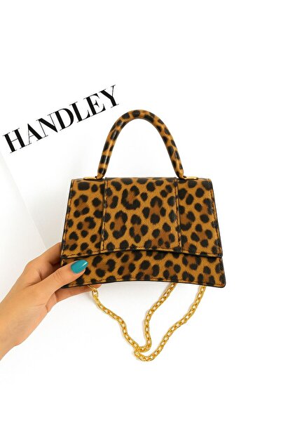 Handley حقيبة يد وكتف من جلد التمساح مطبوع – تصميم فاخر مع حزام سلسلة ذهبية