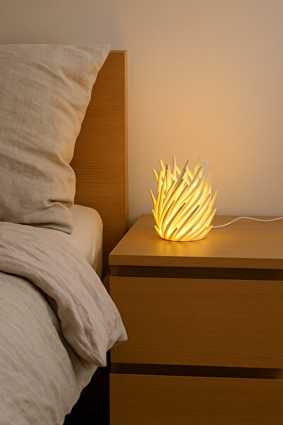 loftico Mercan Abajur - İskandinav Doğa Esintili Lambader - 14 cm LED Dahil - On Off Düğmeli