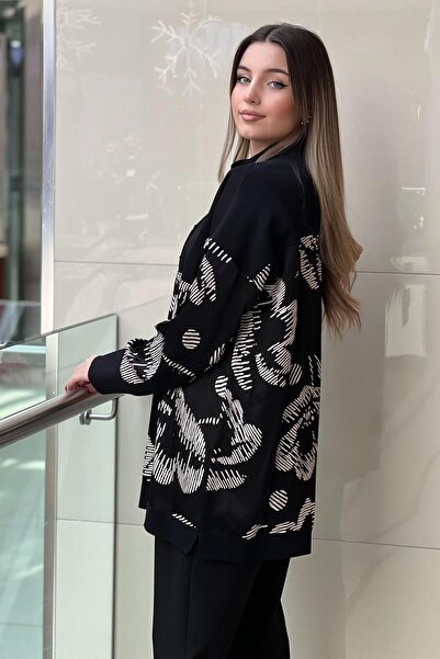 Ghisa Knitwear Satin Combinli Patterned Tunic