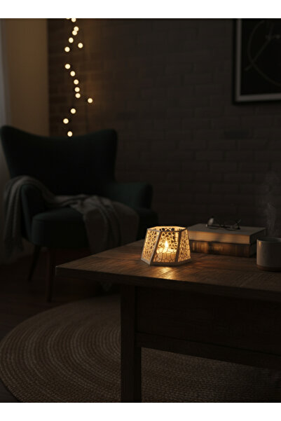 Tuby Store Night Serisi Mumluk - Dekoratif Aydınlatma - Ev Dekorasyon - Dekoratif Beyaz Mumluk