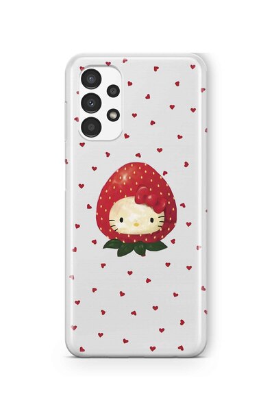 FLAMENKO Samsung Galaxy A32 Uyumlu Çilek Hello Kitty Desenli Şeffaf Telefon K...