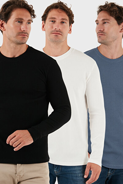 Buratti Tricou din bumbac cu gât crew slim fit basic Pachet de 3 Sweat pentru bărbați SWEAT 5905073S3