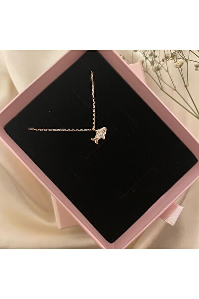Lovera Jewellery 925 Ayar Gümüş Rose Minimal Balık Kadın Kolye | Zarif Hediyelik Takı Şık Doğum Günü Hediyesi