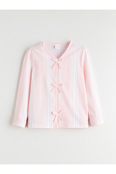 LC Waikiki V Yaka Fiyonk Detaylı Kız Çocuk Pijama