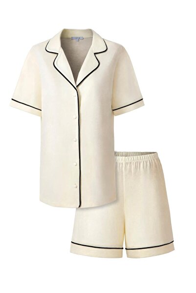 Jaya Bambu Şortlu Pijama Takımı / Krem