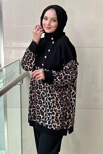 Ghisa Knitwear Satin Combinli Patterned Tunic