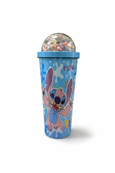Disney 650ML Stitch Straw Cups Anime Cartoon Stich Double-layer Stainless Steel Mug with straw