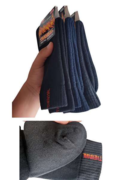 DİLRUBA AVM Seamless Thermal Warm Plump Winter Soft Cotton Towel Socks (6 Pairs)