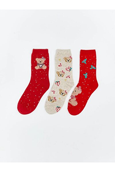 LC Waikiki Bear Teddy Patterned Girls' Socks 3-Piece (W5)