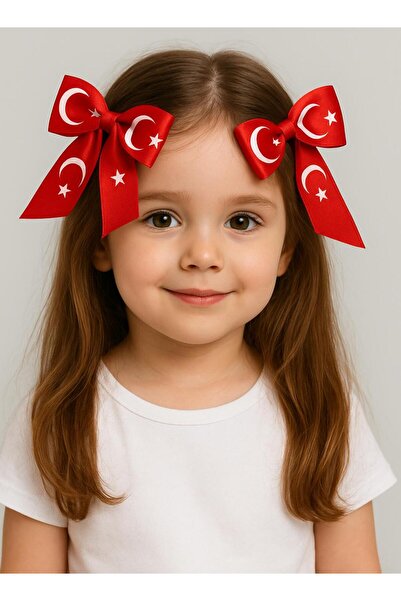Çınar Aksesuar Ribbon Clip - Bow Clip - April 23Rd Bow Clip - Bow Hair Clip - 2 Pieces