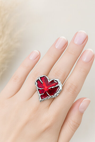 Herşey Nota خاتم حماية القلب الأحمر - يرمز للحب والوفاء والحماية