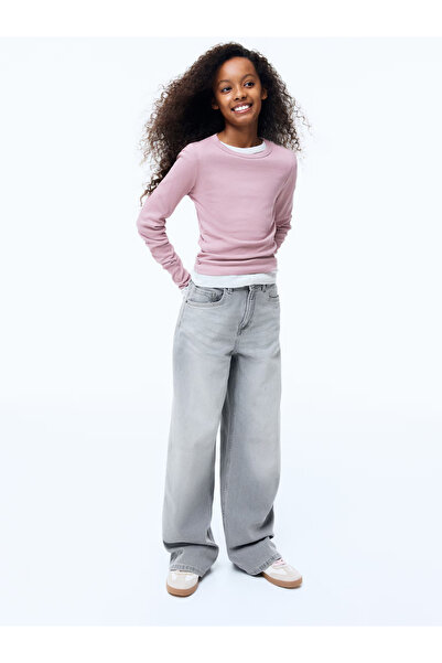 ASL GOLF CLUB Girl's Gray Color Wide Leg Jeans