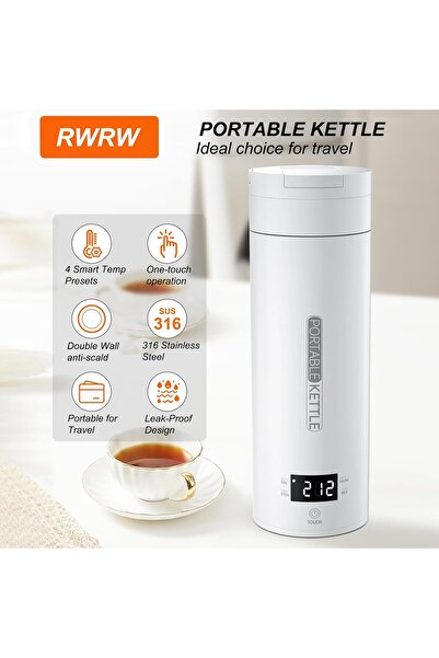 NO N4ME Portable Travel Electric Kettle 500ml, 4 Temp Settings, 316 Stainless Steel, Auto Shut-off