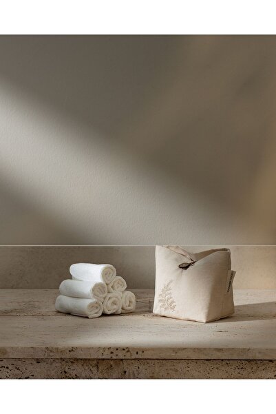 Madame Coco Solene 6'lı Pamuklu Havlu Seti - Beyaz