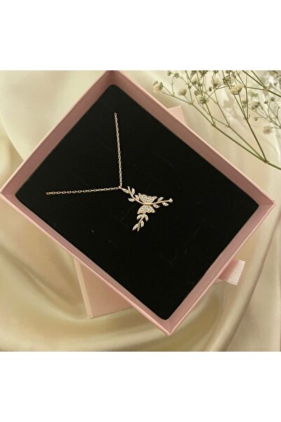 Lovera Jewellery 925 Ayar Gümüş Rose Daldaki Kelebek Kadın Kolye | Zarif Hedi...