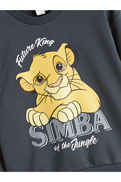 LC Waikiki Anthracite Simba Printed Boy's Sweatshirt and Sweatpants 2-Piece Set