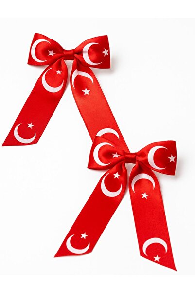 Çınar Aksesuar Ribbon Clip - Bow Clip - April 23Rd Bow Clip - Bow Hair Clip - 2 Pieces