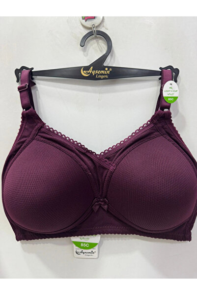 NERGIZ Women's Unpadded Shaping / Sculpting Lace Detailed Plum Bra