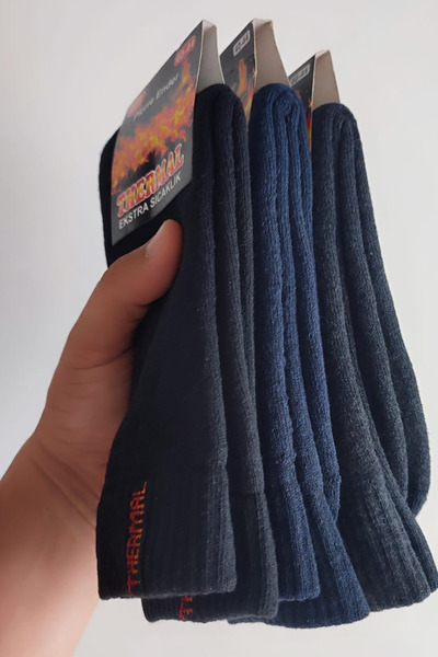 DİLRUBA AVM Seamless Thermal Warm Plump Winter Soft Cotton Towel Socks (6 Pairs)