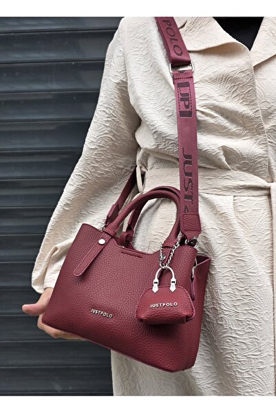 Just Polo حقيبة يد وكتف نسائية من الجلد الناعم مكونة من 3 أقسام من Justpolo