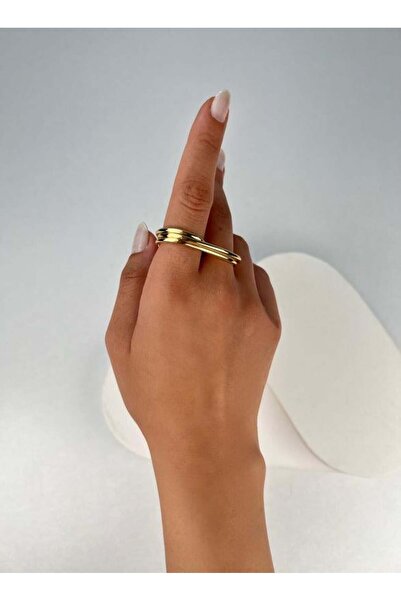 Kius خاتم ذهبي مسنن بإصبعين من السلسلة الخاصة