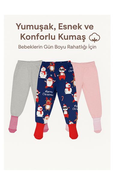 Melekpare Bebek Patikli Pantolon Kendinden Çoraplı Alt Pijama