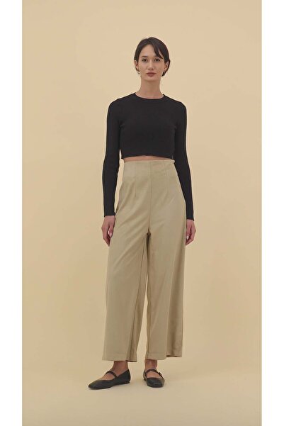 Zinali High-Waist Straight Suede Pants