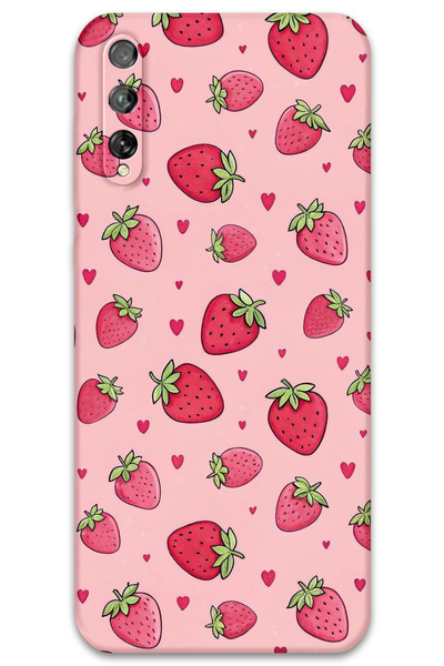 Gramaphone Huawei P Smart S Uyumlu Çilek Desenli Telefon Kılıfı + Ekran Koruy...