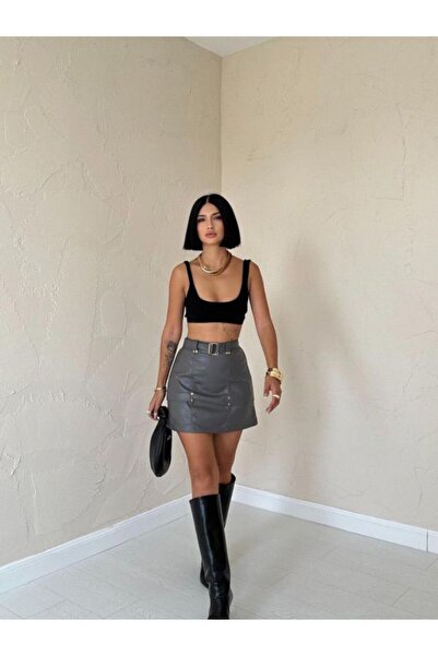 ELİSA Gray skirt with drawstring