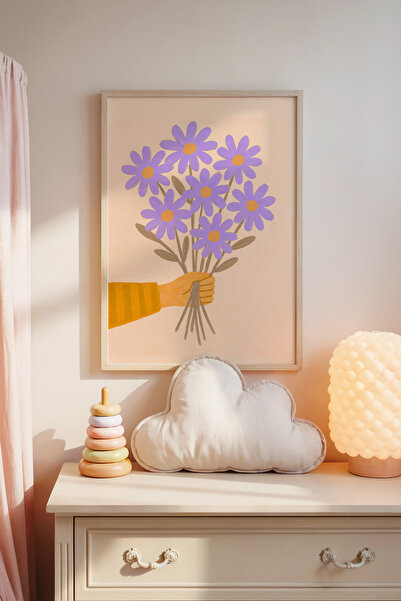 Posteria Tekli Leylak Tonlarda Kız Çocuk Odası Dekoru, Çocuk Odası Dekoru, Mo...