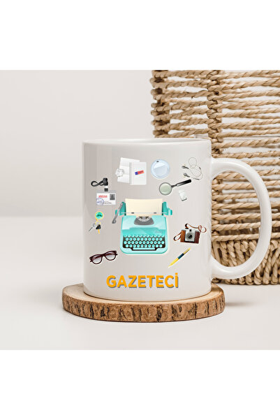 Er-Se Tasarım Journalist Mug, Special Design Mug for Newspapers, Gift for Dad, Gift for Mom to Friend G02