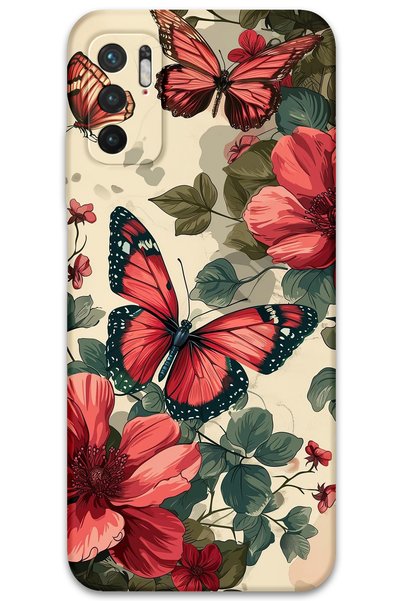 Gramaphone جراب هاتف متوافق مع هاتف Xiaomi Redmi Note 10 5G بنمط الفراشة + وا...