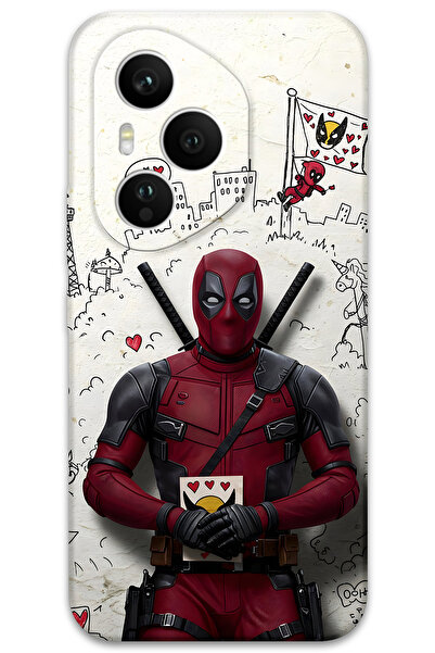 Gramaphone Honor 400 Pro Uyumlu Deadpool Desenli Telefon Kılıfı + Ekran Koruyucu - 5927
