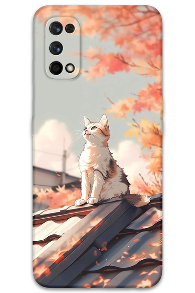 Gramaphone Realme 7 Pro Uyumlu Kedi Desenli Telefon Kılıfı + Ekran Koruyucu -...